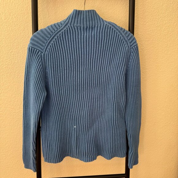 Vintage Gap Cobalt Blue Thick Cotton Rib Knit Mock Neck Sweater - Picture 6 of 9